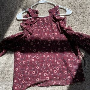 Aeropostale Floral Off the Shoulder Long Sleeve